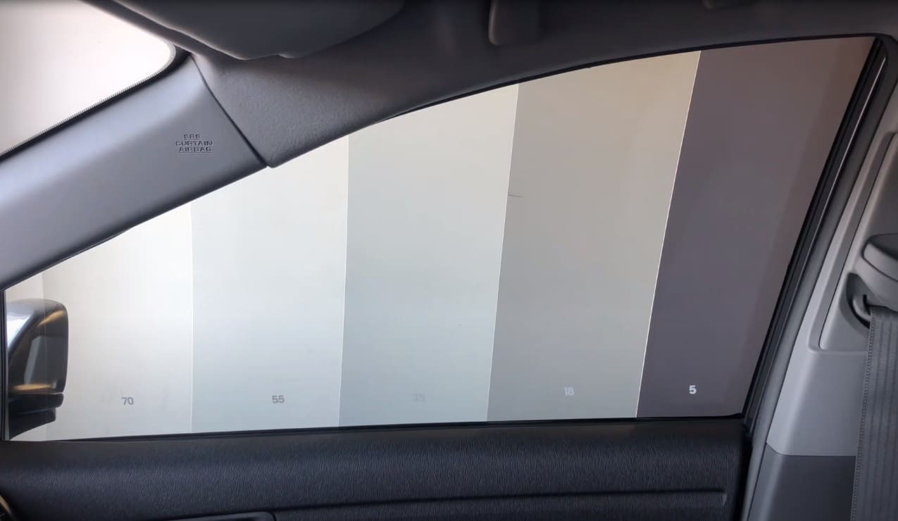 Experienced automotive expert reviewing car window tint samples